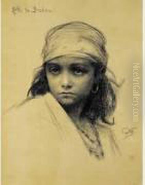 Jeune Fille De Biskra Oil Painting by Gabriel Joseph Marie Augustin Ferrier