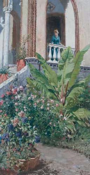 Figura In Giardino Oil Painting by Antonio Ferrigno