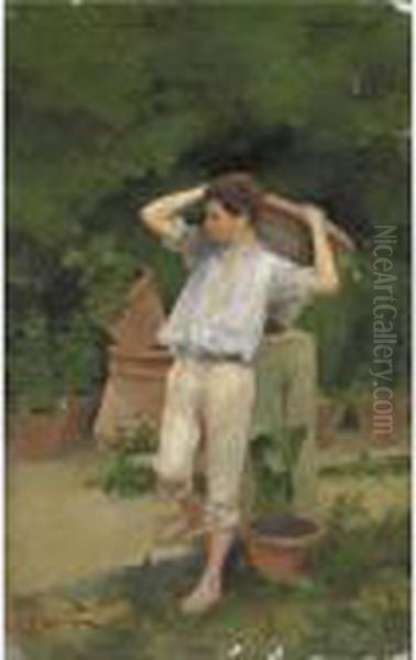 Il Giovane Vasaio Oil Painting by Egisto Ferroni