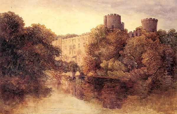 Castle in an Autumn Landscape Oil Painting by David Cox