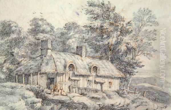 Cottage in Herefordshire, c.1820 Oil Painting by David Cox