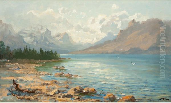 St.mary Lake Oil Painting by John Fery