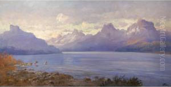 Jackson Lake Oil Painting by John Fery