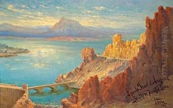 Apache Trail Of Arizona, Southern Pacificlines Oil Painting by John Fery