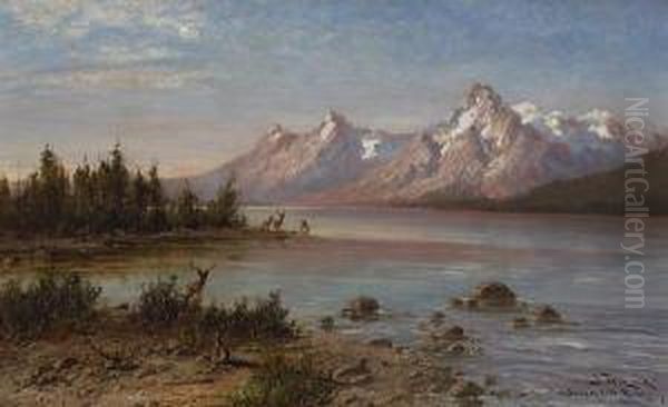 Jackson Lake, Wyoming Oil Painting by John Fery