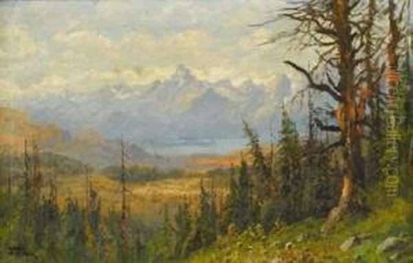 Teton Mountains, Wyoming Oil Painting by John Fery