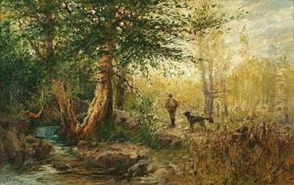 Hunter's Grove: Two Oil Painting by John Fery