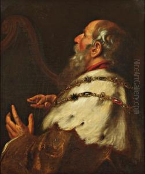 Le Roi David Jouant De La Harpe Oil Painting by Domenico Fetti