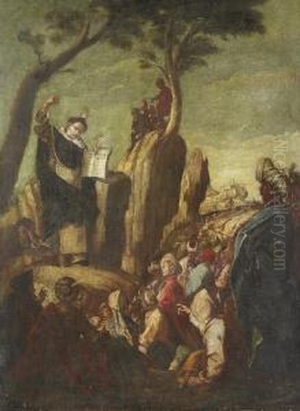 A Saint, Preaching To Crowds Oil Painting by Domenico Fetti