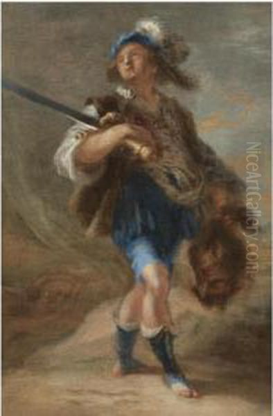 David Holding The Head Of Goliath Oil Painting by Domenico Fetti