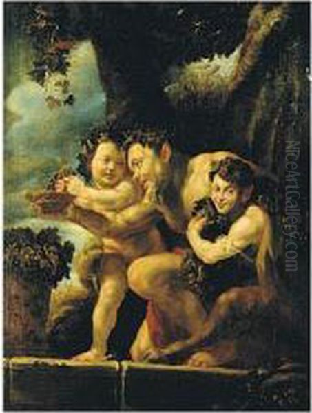 Bacchus With Satyrs Oil Painting by Domenico Fetti