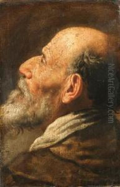 The Head Of A Bearded Man, A Fragment (?) Oil Painting by Domenico Fetti