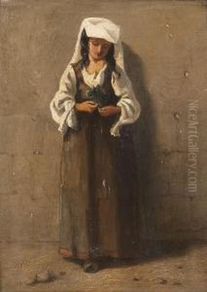 Junge Neapolitanerin,munzen Zahlend Oil Painting by Anselm Feuerbach