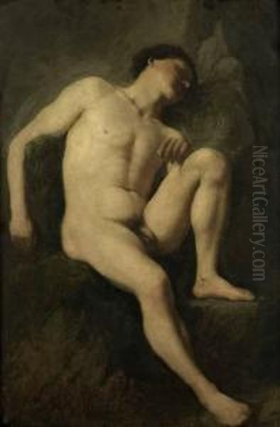 Umkreis: Sitzender Junglingsa Oil Painting by Anselm Feuerbach