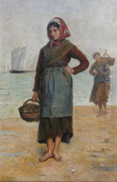 Oyster Gatherer Oil Painting by Eugene Feyen