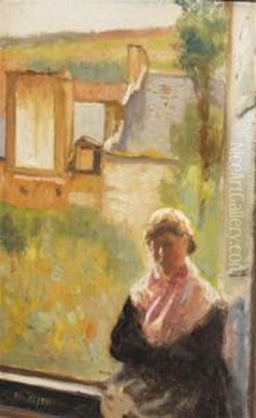 Woman At A Window Oil Painting by Jacques Eugene Feyen