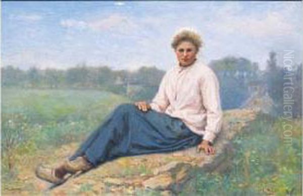 Jeune Fille Dans La Campagne Oil Painting by Jacques Eugene Feyen