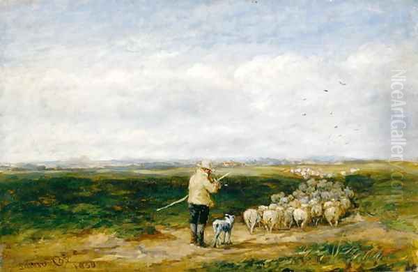 The Shepherd, Return of the Flock, 1850 Oil Painting by David Cox