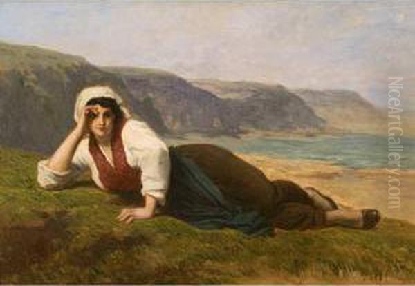 L Attente Oil Painting by Francois N. Auguste Feyen-Perrin