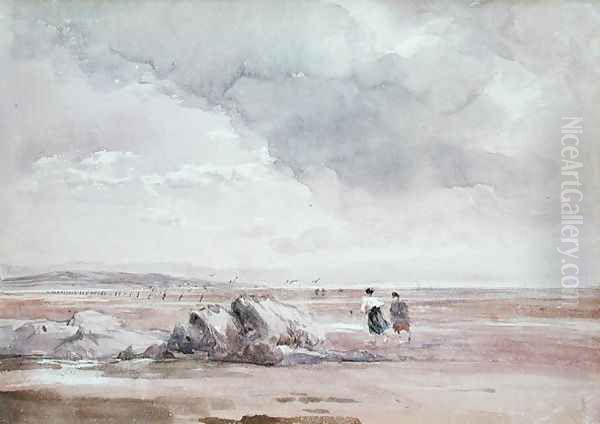 On Lancaster Sands, Low Tide c.1840-47 Oil Painting by David Cox