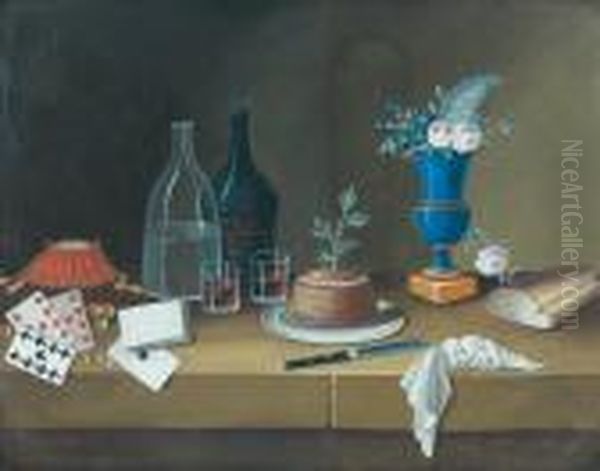 Nature Morte Au Neuf De Trefle Oil Painting by Johann Rudolf Feyerabend