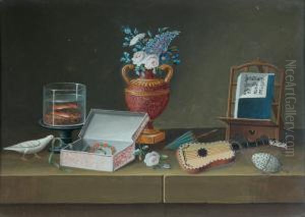 Nature Morte A La Mandoline Et Partition De Musique Oil Painting by Johann Rudolf Feyerabend