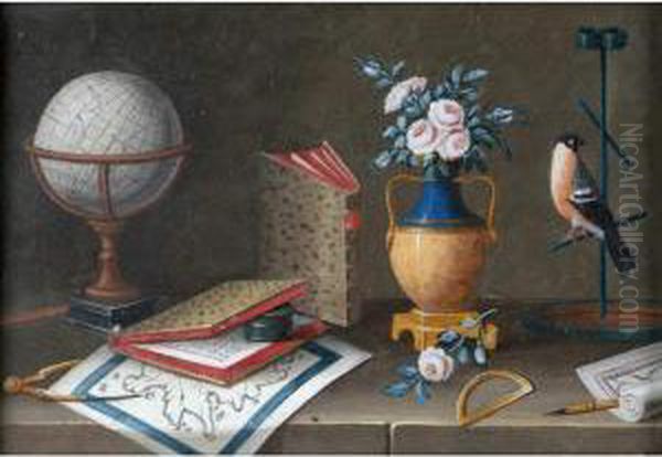 Nature Morte Aux Tambourins. 
Gouache. A Vue : 16x21 Cm. Me Rheims Et Laurin, Palais Galliera 
11/06/1971 Accident Oil Painting by Johann Rudolf Feyerabend