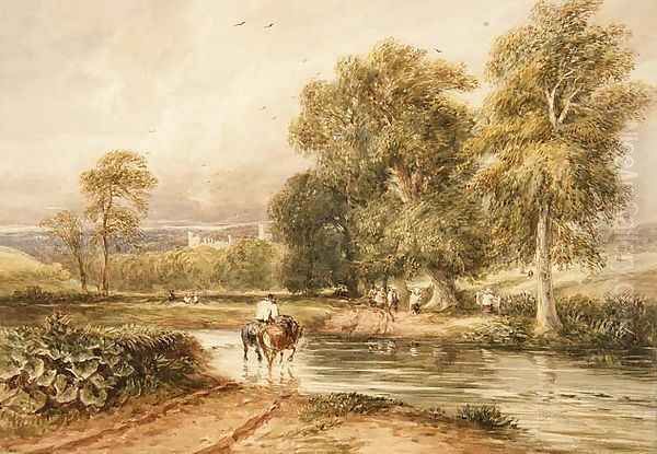 Returning from the Hayfield, with a distant view of Haddon Hall Oil Painting by David Cox