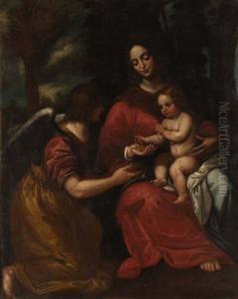 Madonna Con Bambino E Angelo Oil Painting by Domenico Fiasella