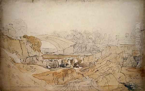 The Bridge at Rhayader Oil Painting by David Cox