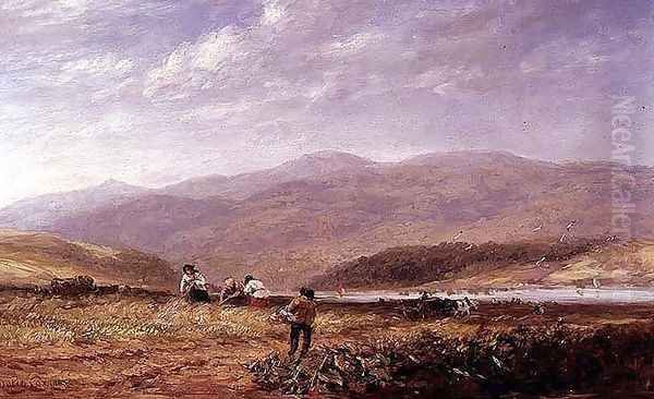 Haymakers in a Welsh Landscape, 1852 Oil Painting by David Cox