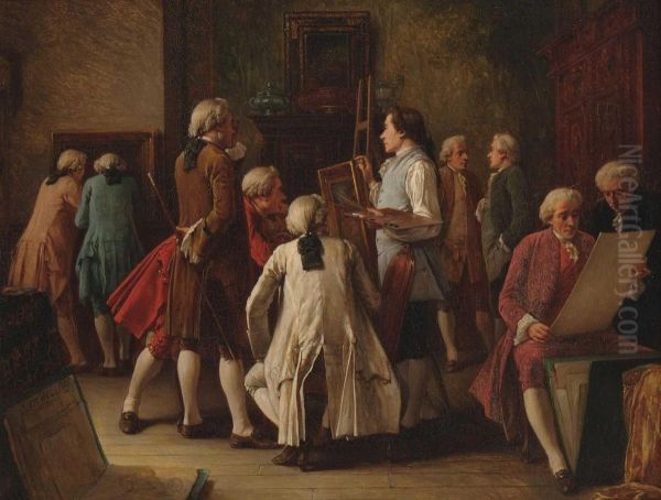 Kunstliebhaber Im Atelier Des Malers Oil Painting by Benjamin Eugene Fichel