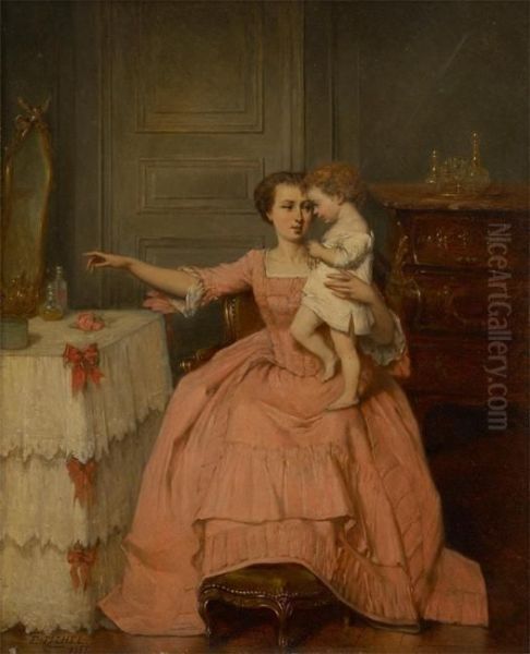 L'enfant Au Miroir Oil Painting by Benjamin Eugene Fichel