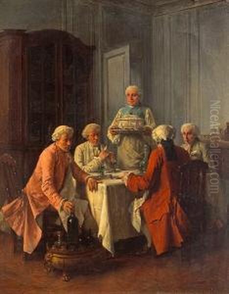 Dinner Is Served Oil Painting by Benjamin Eugene Fichel