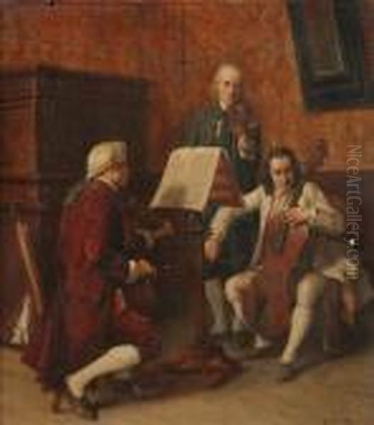 Three Musicians Oil Painting by Benjamin Eugene Fichel