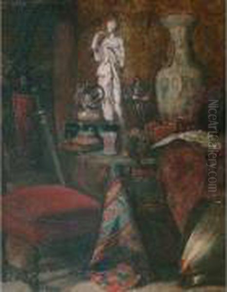 Nature Morte A La Statue A L'antique Oil Painting by Benjamin Eugene Fichel