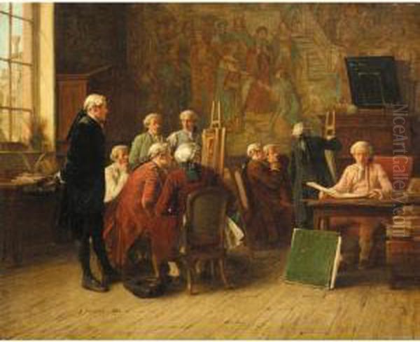 Les Connaisseurs Oil Painting by Benjamin Eugene Fichel