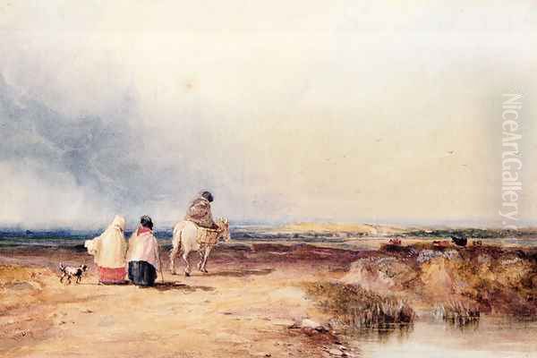 Travellers On A Country Track Oil Painting by David Cox