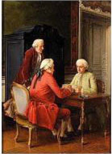 The Cardplayers Oil Painting by Benjamin Eugene Fichel