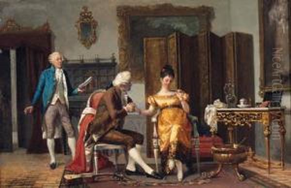 The Flirtation Oil Painting by Benjamin Eugene Fichel