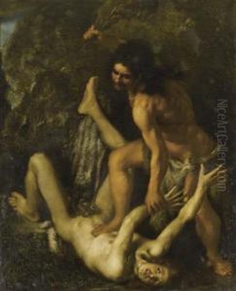 Cain Slays Abel. Oil Painting by Felice Ficherelli Il Riposo