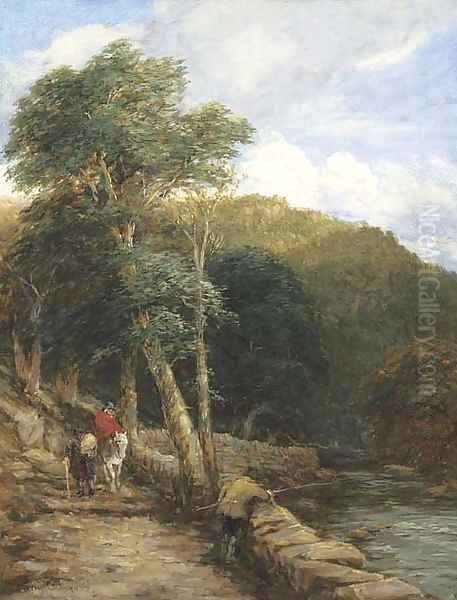 The fisherman - View at Bettws-y-Coed Oil Painting by David Cox