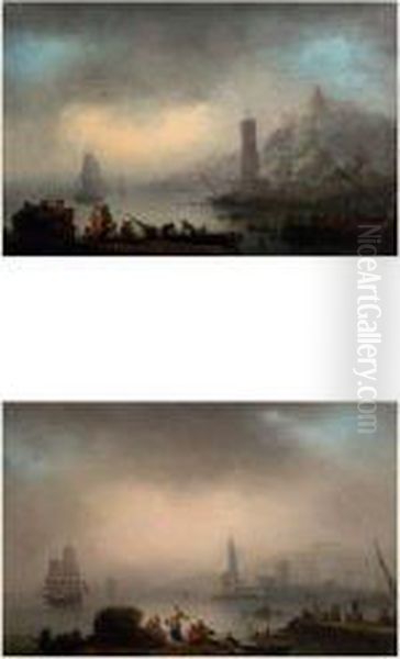 Scenes De Port Mediterraneen Oil Painting by Francesco Fidanza