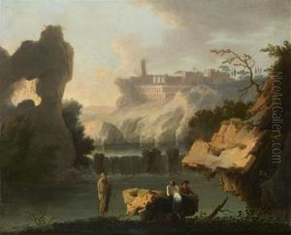 Vue Fantaisiste De Tivoli Et De La Villa Mecene Oil Painting by Francesco Fidanza