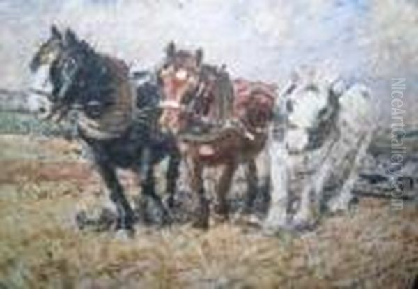 Plough Team Oil Painting by Harry Filder