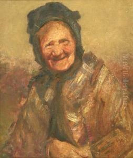 Half Portrait Of An Old Lady Oil Painting by Harry Filder