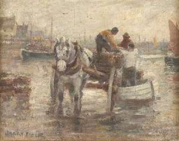 Unloading The Catch Oil Painting by Harry Filder