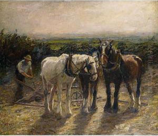 After Harvest Oil Painting by Harry Filder