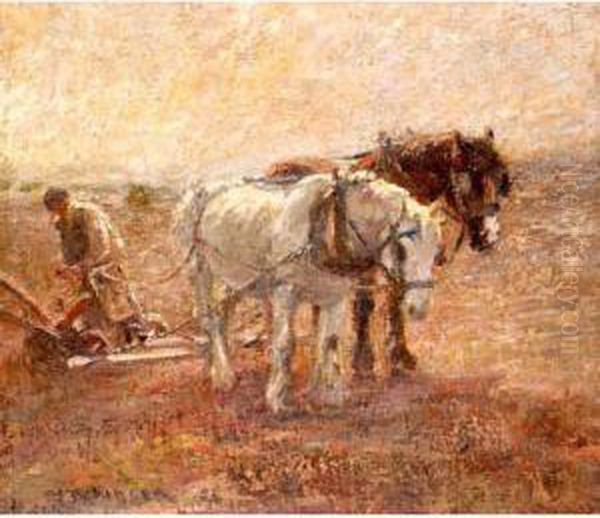 The Plough Team Oil Painting by Harry Filder