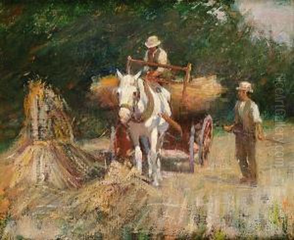 Haymaking Oil Painting by Harry Filder